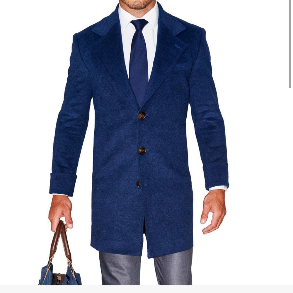 State & Liberty Navy open button overcoat